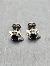 Edelstahl Ohrstecker "Black Edelweiss" mit Drehverschluss